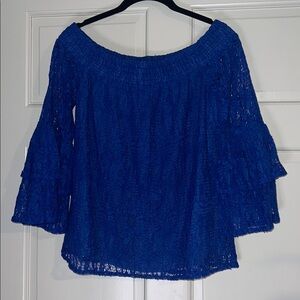 Lilly Pulitzer Vibrant Blue Lace Top